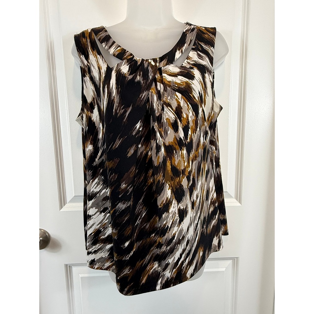 Jones Studio Separates Womens Abstract Brushstroke Twist Knot Sleeveless Top L